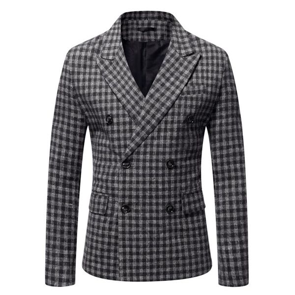 men's suits & blazers autumn and winter arrival double-breasted casual plaid suit jacket, White;black
men's suits & blazers autumn and winter arrival double-breasted casual plaid suit jacket, White;black