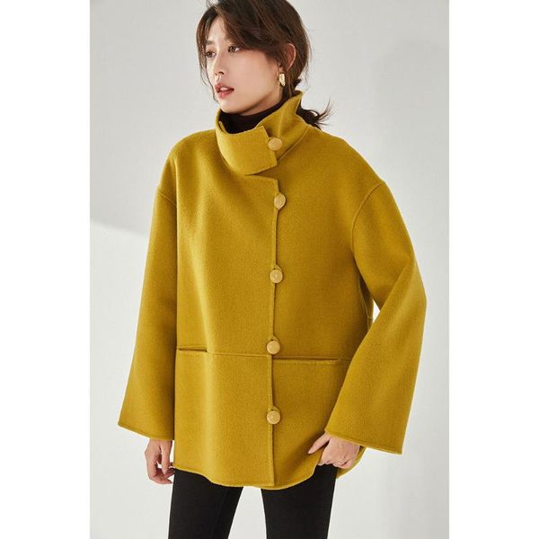 women's wool & blends 2021 ladies winter short french simple double-sided fabric fashion stand collar warm casual elegant thin loose ov, Black
women's wool & blends 2021 ladies winter short french simple double-sided fabric fashion stand collar warm casual elegant thin loose ov, Black