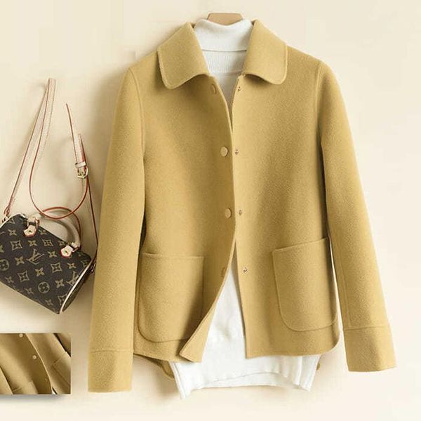 women's wool & blends elegant solid double faced faux cashmere woolen coats for women autumn casual lapel slim big pocket thin jackets, Black
women's wool & blends elegant solid double faced faux cashmere woolen coats for women autumn casual lapel slim big pocket thin jackets, Black