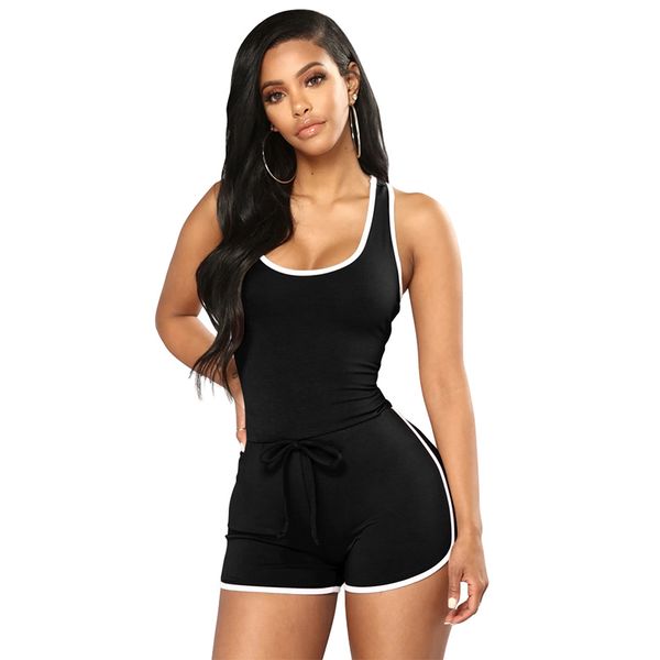women sleeveless jumpsuits shorts racerback tank bodycon romper summer sportwear, Black;white
women sleeveless jumpsuits shorts racerback tank bodycon romper summer sportwear, Black;white