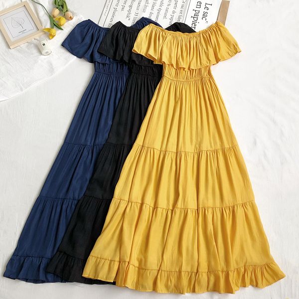 casual dresses summer sweet off-the-shoulder beach style ruffles solid red/yellow a-line maxi long dress 0ezh, Black;gray
casual dresses summer sweet off-the-shoulder beach style ruffles solid red/yellow a-line maxi long dress 0ezh, Black;gray