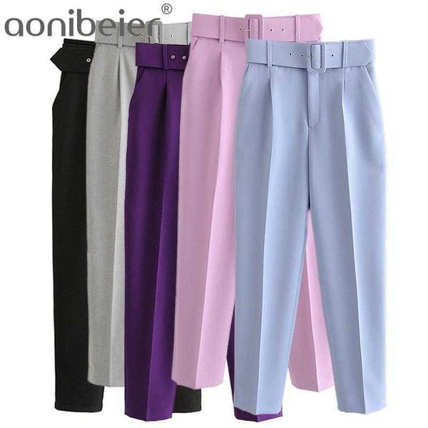 za femme pantalons ol style women blazer trousers sets office lady suit pants ankle length career with belt 210604, Black;white
za femme pantalons ol style women blazer trousers sets office lady suit pants ankle length career with belt 210604, Black;white