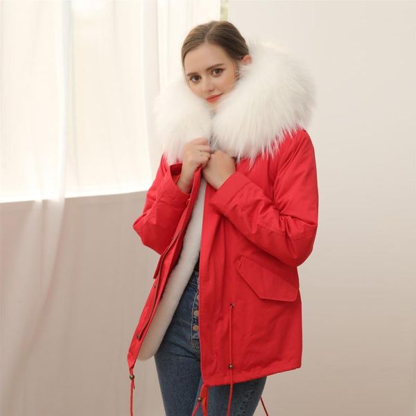 women's fur & faux red out shell short parka liner white winter geniality ladies cloths, Black
women's fur & faux red out shell short parka liner white winter geniality ladies cloths, Black