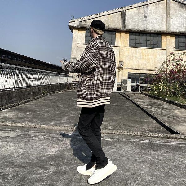 spring and autumn hong kong wind hip hop high street plaid embroidered baseball suit men's ins loose couple jacket coat tide jackets, Black;brown
spring and autumn hong kong wind hip hop high street plaid embroidered baseball suit men's ins loose couple jacket coat tide jackets, Black;brown