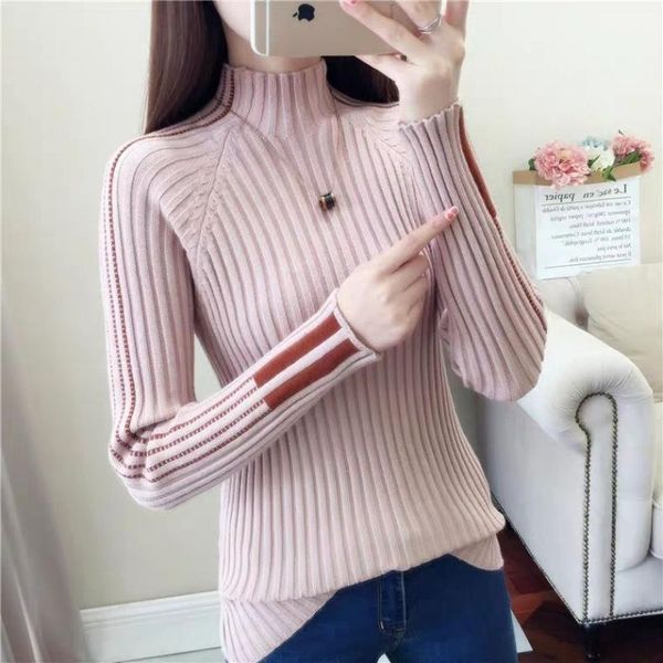 women's sweaters fall/winter with slim long-sleeved half-high neck and bottoming pullovers, White;black
women's sweaters fall/winter with slim long-sleeved half-high neck and bottoming pullovers, White;black