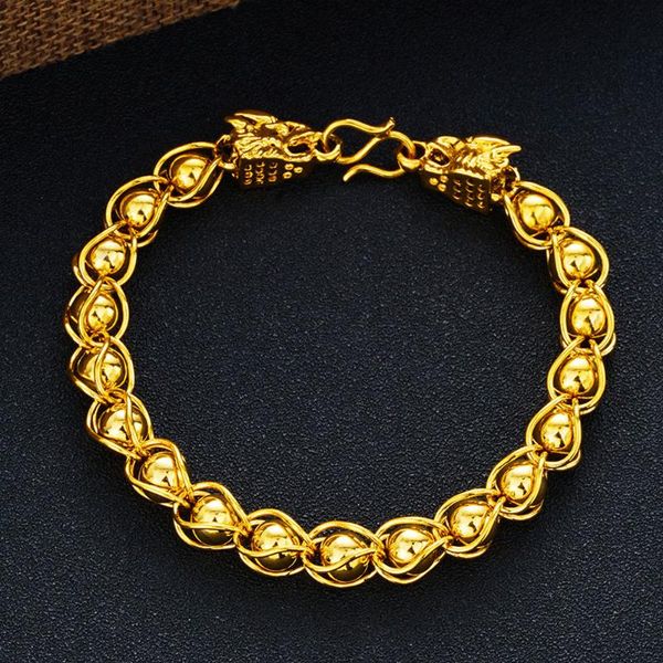 solid 24k gold beads bracelet for men wristband lantern shape dragon head good luck women charms 20.5cm link, chain, Black
solid 24k gold beads bracelet for men wristband lantern shape dragon head good luck women charms 20.5cm link, chain, Black
