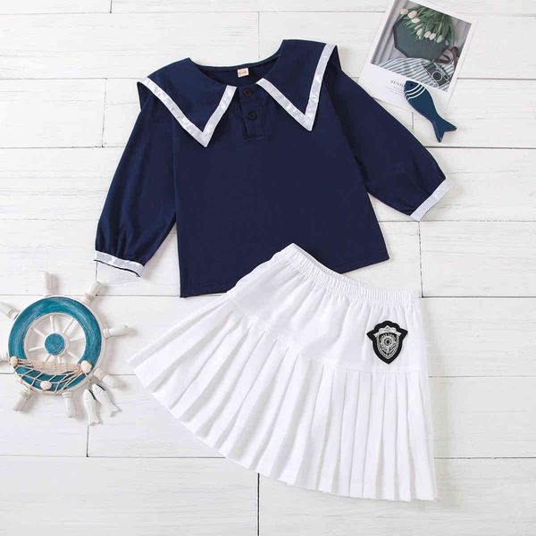 spring and autumn school girl fresh uniform two piece set with pressed edge collar shirt embroidered pleated skirt, White
spring and autumn school girl fresh uniform two piece set with pressed edge collar shirt embroidered pleated skirt, White