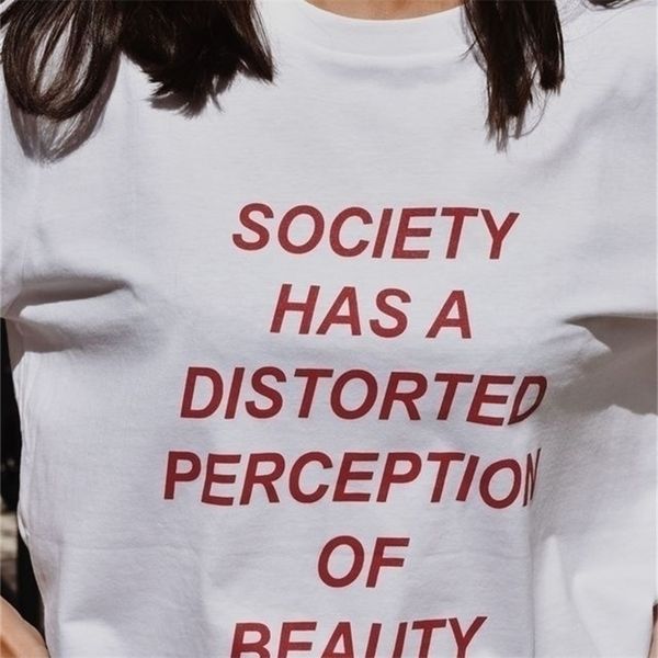 society has a distorted perception of beauty red letters print women tshirt cotton casual funny t shirt for lady 210512, White
society has a distorted perception of beauty red letters print women tshirt cotton casual funny t shirt for lady 210512, White