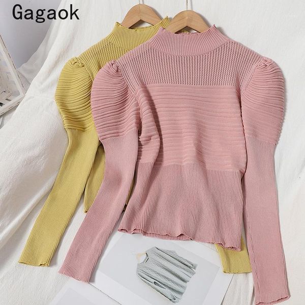 gagaok women vintage korean sweaters 2021 spring autumn solid turtleneck puff sleeve short slim simple wild pullovers k4086 women's, White;black
gagaok women vintage korean sweaters 2021 spring autumn solid turtleneck puff sleeve short slim simple wild pullovers k4086 women's, White;black