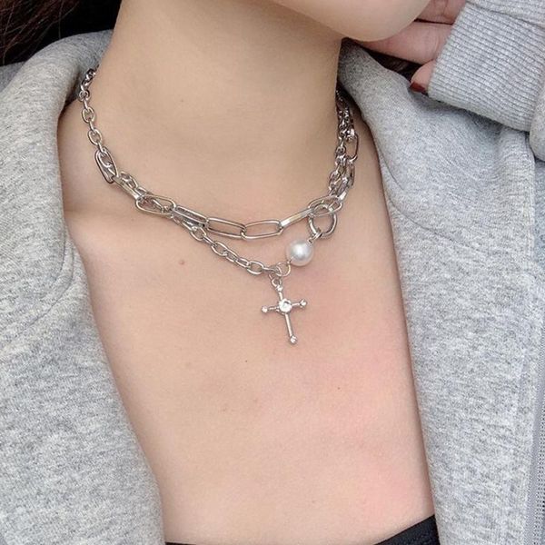 pendant necklaces double cross necklace for women jewelry temperament pearl clavicle chain accessories 2021, Silver
pendant necklaces double cross necklace for women jewelry temperament pearl clavicle chain accessories 2021, Silver