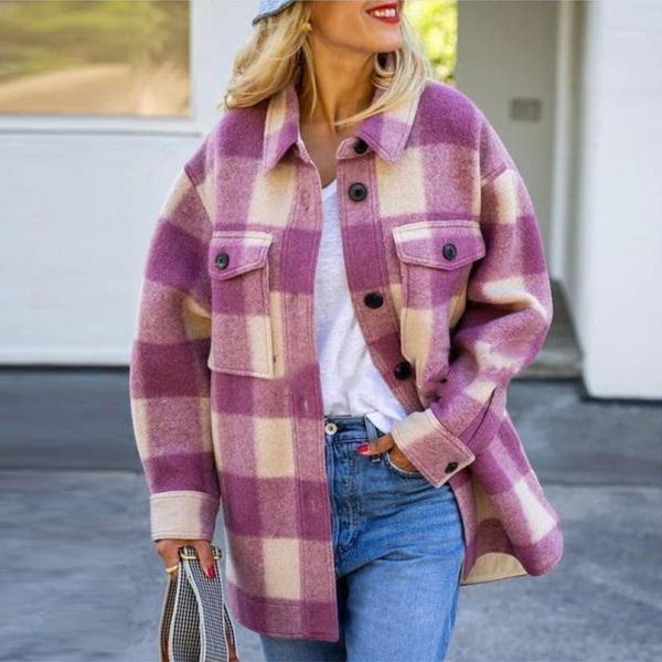 women's wool & blends women plaid jacket single breasted pockets thick loose casual winter coat, Black
women's wool & blends women plaid jacket single breasted pockets thick loose casual winter coat, Black