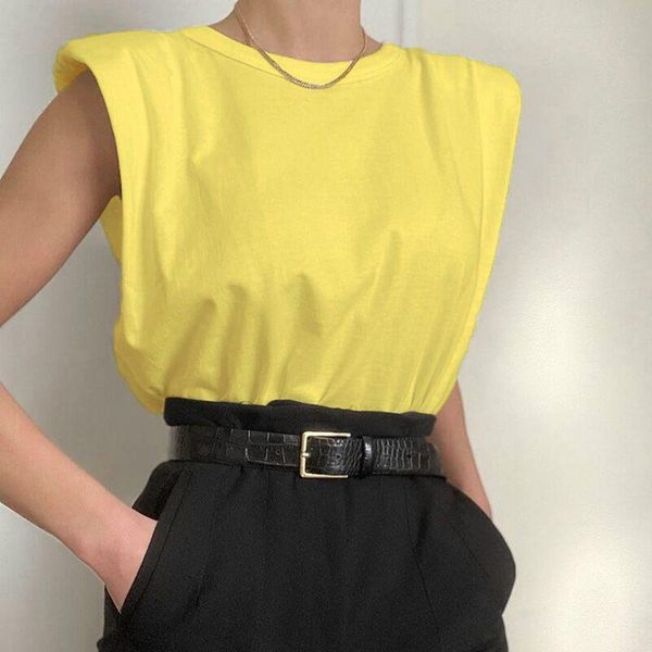 women's t-shirt 2021 cotton shoulder pad sleeveless solid color round neck office lady pullover fashionable women elegant clothes, White
women's t-shirt 2021 cotton shoulder pad sleeveless solid color round neck office lady pullover fashionable women elegant clothes, White
