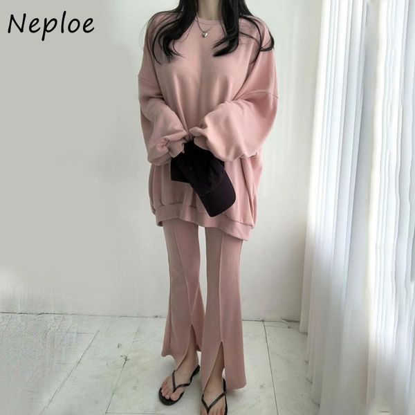 women's tracksuits neploe korean suit simple pullover loose hoodies women + casual solid color split flare pants chic autumn winter 2 p, Gray
women's tracksuits neploe korean suit simple pullover loose hoodies women + casual solid color split flare pants chic autumn winter 2 p, Gray