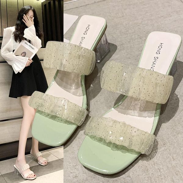 square heel lace med slippers women summer shoes pantofle transparent glitter slides heeled mules fashion block 2021 jelly, Black
square heel lace med slippers women summer shoes pantofle transparent glitter slides heeled mules fashion block 2021 jelly, Black
