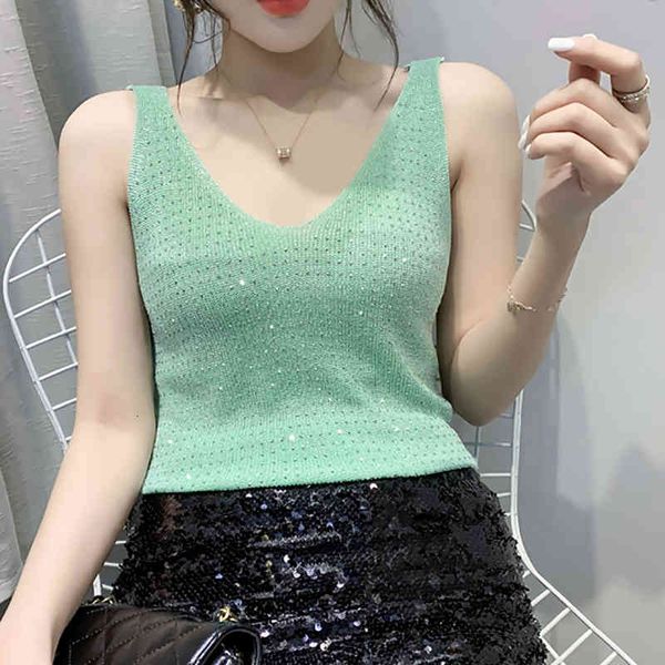 women's tanks & camis tank women summer bright silk knitted vests ladies thin solid fashion diamonds female sleeveless woman, White
women's tanks & camis tank women summer bright silk knitted vests ladies thin solid fashion diamonds female sleeveless woman, White