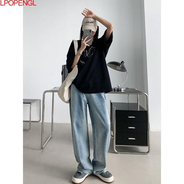 women's jeans autumn women high waist straight washed 2021 casual fashion loose harajuku bf stitching trousers street apparel mom pants, Blue
women's jeans autumn women high waist straight washed 2021 casual fashion loose harajuku bf stitching trousers street apparel mom pants, Blue