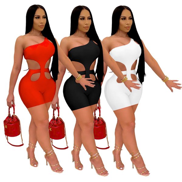 one shoulder sleeveless rompers womens jumpsuit summer waist band cut out backless playsuit active wear sport party club outfit, Black;white
one shoulder sleeveless rompers womens jumpsuit summer waist band cut out backless playsuit active wear sport party club outfit, Black;white