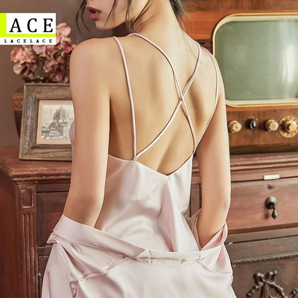 women pajamas sets backless lace v-neck nightwear faux silk sleepwear embroidery bath gown night dress robe women's, Black;red
women pajamas sets backless lace v-neck nightwear faux silk sleepwear embroidery bath gown night dress robe women's, Black;red