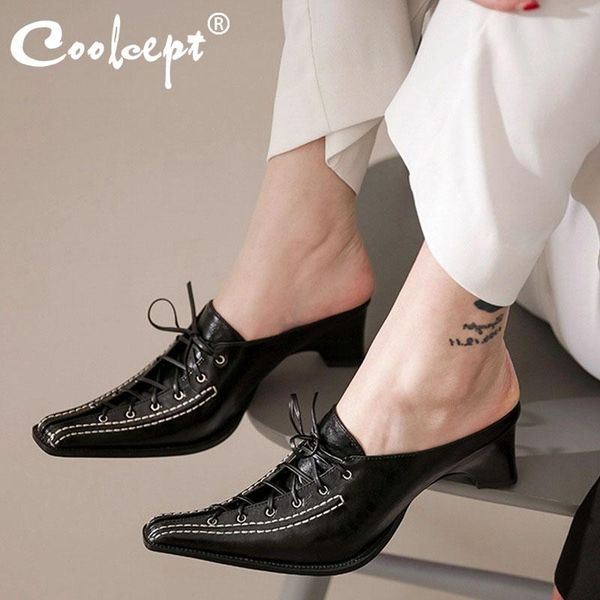 coolcept real leather women sandals lacing retro thick heel shoes square sewing party casual footwear size 34-39, Black
coolcept real leather women sandals lacing retro thick heel shoes square sewing party casual footwear size 34-39, Black