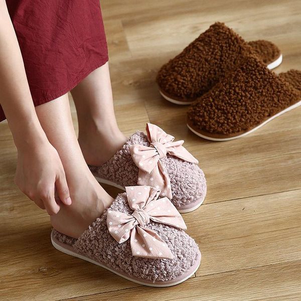 couple slippers winter women butterfly knot solid lamb wool slipper ladies candy color cute indoor casual soft comfortable shoes, Black
couple slippers winter women butterfly knot solid lamb wool slipper ladies candy color cute indoor casual soft comfortable shoes, Black