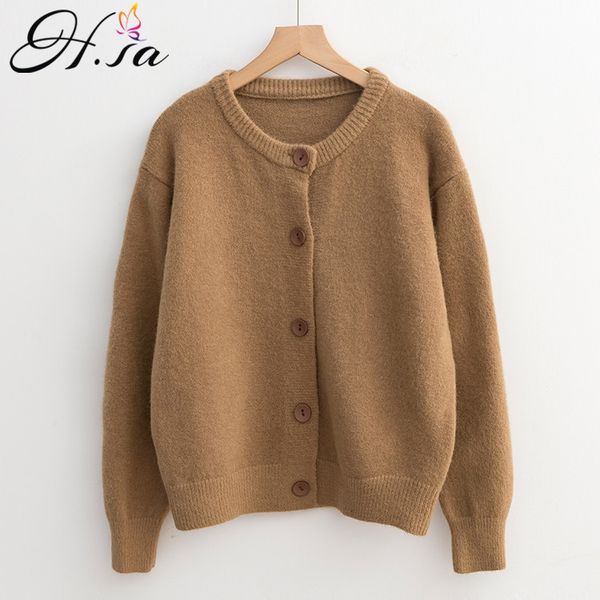 h.sa spring female loose streetwear solid sweater coat cute o neck cardigan women knitted jacket 210417, White;black
h.sa spring female loose streetwear solid sweater coat cute o neck cardigan women knitted jacket 210417, White;black