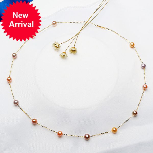 ys 18k pure gold women girl anniversary gift natural pearl chain necklace quality goods jewelry, Silver
ys 18k pure gold women girl anniversary gift natural pearl chain necklace quality goods jewelry, Silver