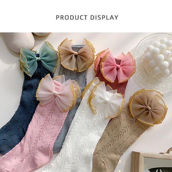 cute bows baby socks solid color sweet princess girls knee high spring summer soft mesh breathable toddler kids sock, Pink;yellow
cute bows baby socks solid color sweet princess girls knee high spring summer soft mesh breathable toddler kids sock, Pink;yellow