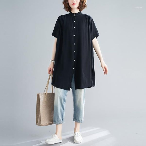 blouse women 2021 summer solid color thin short sleeve female clothes loose plus size slimming casual women's blouses & shirts, White
blouse women 2021 summer solid color thin short sleeve female clothes loose plus size slimming casual women's blouses & shirts, White