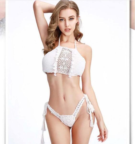 women's swimwear bikini suit white cotton knitted hollow swimsuit fashion handmade beach split, White;black
women's swimwear bikini suit white cotton knitted hollow swimsuit fashion handmade beach split, White;black