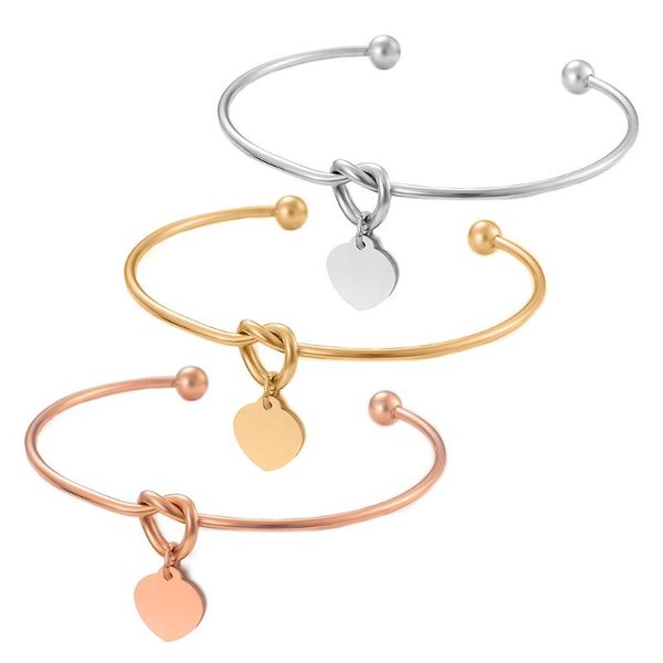 bangle heart knot cuff stainless steel bracelet 2mm thickness fashion jewelry gifts 3 colors, Black
bangle heart knot cuff stainless steel bracelet 2mm thickness fashion jewelry gifts 3 colors, Black