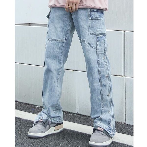 men's jeans fashion hiphop streetwear designer jeans men breasted wide-leg ewb3, Blue
men's jeans fashion hiphop streetwear designer jeans men breasted wide-leg ewb3, Blue