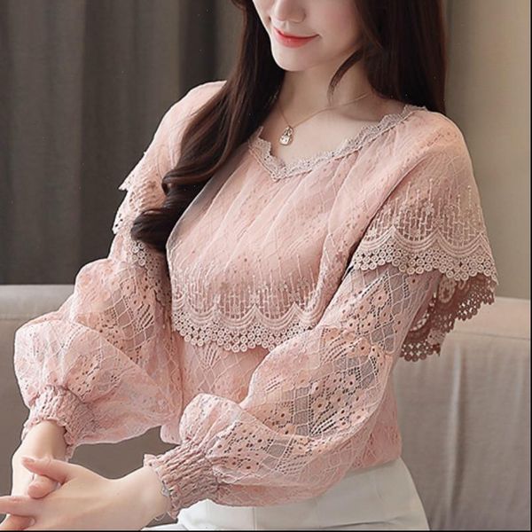 womens women blouses and ruffles v pink lace blouse lantern long sleeve shirts fashion blusas b86, White
womens women blouses and ruffles v pink lace blouse lantern long sleeve shirts fashion blusas b86, White