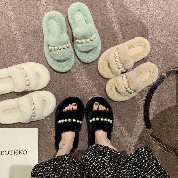 classics retro pearl faux fur slippers women designer soft fluffy flat indoor slides winter plush furry shoes chic home, Black
classics retro pearl faux fur slippers women designer soft fluffy flat indoor slides winter plush furry shoes chic home, Black