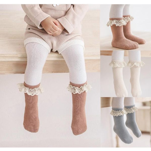 socks autumn winter baby and children's combed cotton lace princess non-slip born solid color, Pink;yellow
socks autumn winter baby and children's combed cotton lace princess non-slip born solid color, Pink;yellow