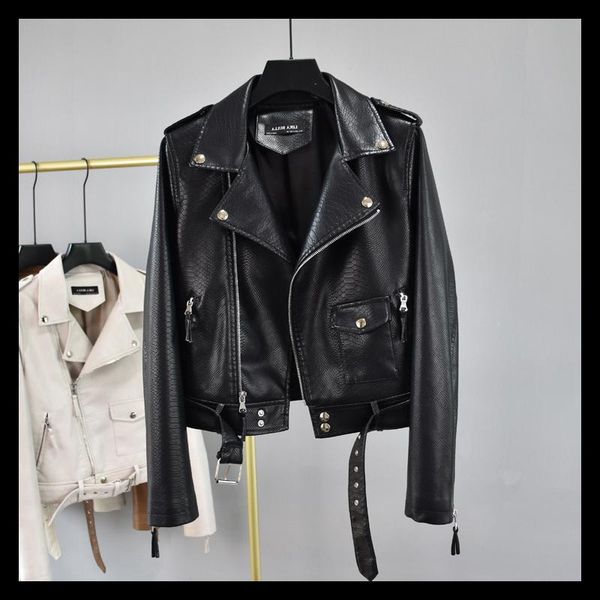 women's leather & faux womens jacket 2021 autumn rivet suit collar waist belt fashion snakeskin pattern motorcycle black short coat pu
women's leather & faux womens jacket 2021 autumn rivet suit collar waist belt fashion snakeskin pattern motorcycle black short coat pu