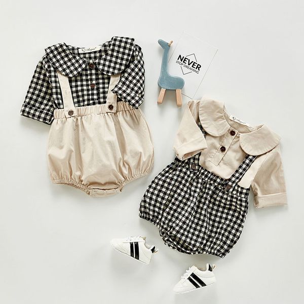 infant baby boys girls long sleeve cute grid shirt + braces rompers clothing sets spring autumn kids girl suit clothes 210429, White
infant baby boys girls long sleeve cute grid shirt + braces rompers clothing sets spring autumn kids girl suit clothes 210429, White