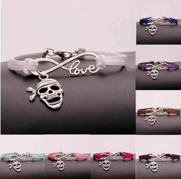 charm bracelets 10pcs/lot infinity love 8 pirate mask/skull pendant women/men simple bracelets/bangles jewelry gift n24, Golden;silver
charm bracelets 10pcs/lot infinity love 8 pirate mask/skull pendant women/men simple bracelets/bangles jewelry gift n24, Golden;silver