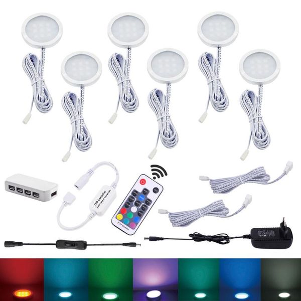 4/6 pucks rgb led under cabinet lamp puck light kit wtih rf remtoe controller adapter dimmable for kitchen counter shelf
4/6 pucks rgb led under cabinet lamp puck light kit wtih rf remtoe controller adapter dimmable for kitchen counter shelf