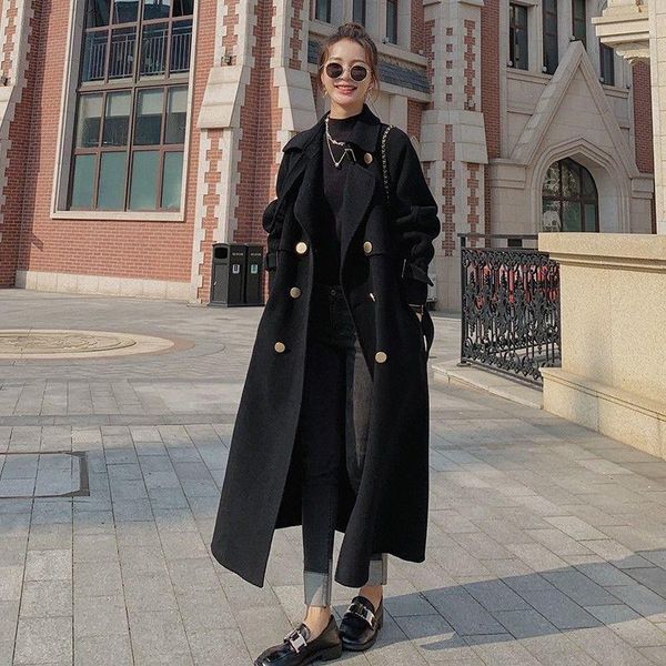 women's wool & blends 2021 autumn winter women blend long coat elegant double breasted black coats thick warm woolen overcoat
women's wool & blends 2021 autumn winter women blend long coat elegant double breasted black coats thick warm woolen overcoat