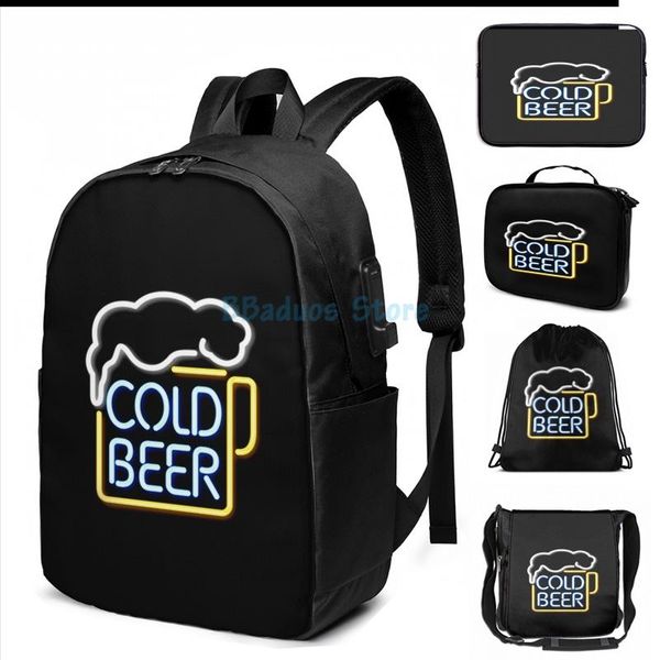 funny graphic print cold beer neon sign usb charge backpack men school bags women bag travel laptop
funny graphic print cold beer neon sign usb charge backpack men school bags women bag travel laptop