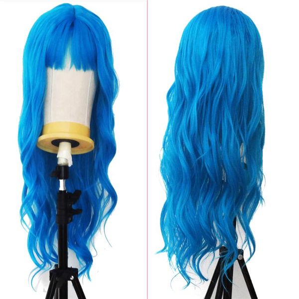 synthetic wigs blue hair non lace wig long wavy with bangs 150% density for women, Black
synthetic wigs blue hair non lace wig long wavy with bangs 150% density for women, Black