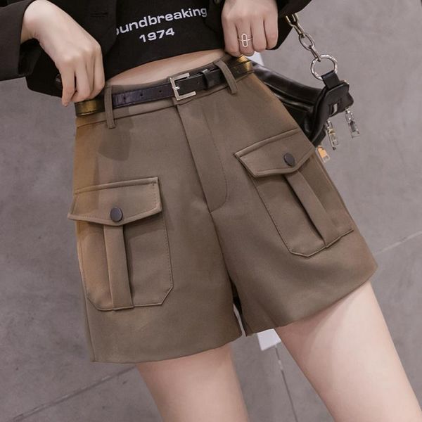 autumn winter elegant woolen women's shorts with belt high waist double pockets wide leg cargo short female trousers, White;black
autumn winter elegant woolen women's shorts with belt high waist double pockets wide leg cargo short female trousers, White;black