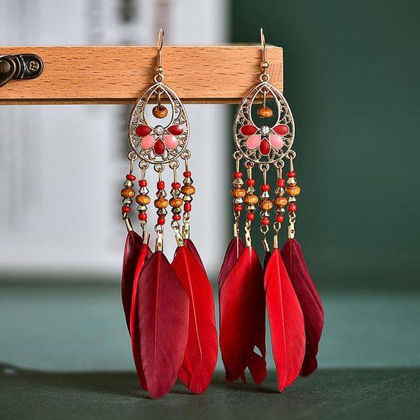 dangle & chandelier boho summer vintage long red feather wood beads tassel hollow flower hanging earrings for women ethnic jewelry oo, Silver
dangle & chandelier boho summer vintage long red feather wood beads tassel hollow flower hanging earrings for women ethnic jewelry oo, Silver
