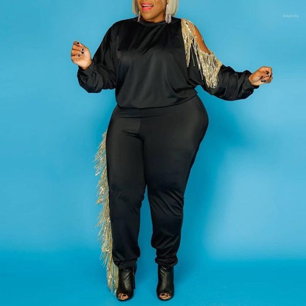 fashion causal plus size 4xl 5xl leisure two piece sets sporty street wear tassels hollow loose pants suits women african women's track, Gray 
fashion causal plus size 4xl 5xl leisure two piece sets sporty street wear tassels hollow loose pants suits women african women's track, Gray