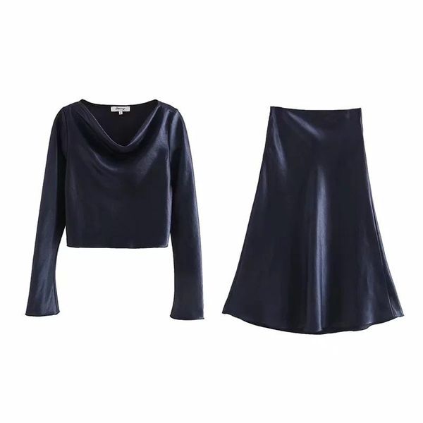 two piece dress 2 skirt set women outfits spring elegant silk satin fashion long sleeve blouse shirts+ skirts matching sets, White
two piece dress 2 skirt set women outfits spring elegant silk satin fashion long sleeve blouse shirts+ skirts matching sets, White