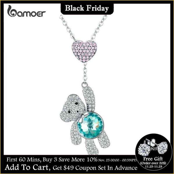 bamoer 100% 925 sterling pink cz heart and cute bear animal pendant necklaces for women silver jewelry gift scn271
bamoer 100% 925 sterling pink cz heart and cute bear animal pendant necklaces for women silver jewelry gift scn271