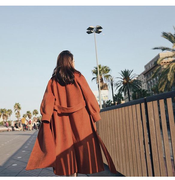 women's wool & blends 2021 autumn and winter jacket lantern sleeve woolen coat waist mid-length pink, Black
women's wool & blends 2021 autumn and winter jacket lantern sleeve woolen coat waist mid-length pink, Black