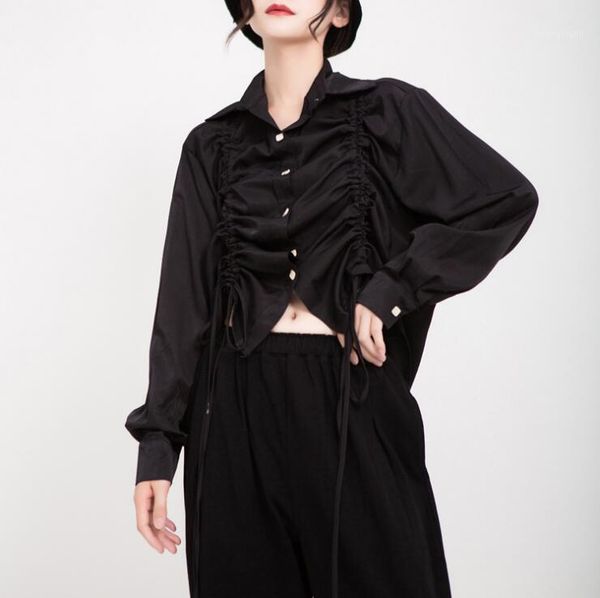 women pleated drawstring blouse turn neck long sleeve loose fit shirt fashion spring 2021 autumn bohemian blusa women's blouses &, White
women pleated drawstring blouse turn neck long sleeve loose fit shirt fashion spring 2021 autumn bohemian blusa women's blouses &, White