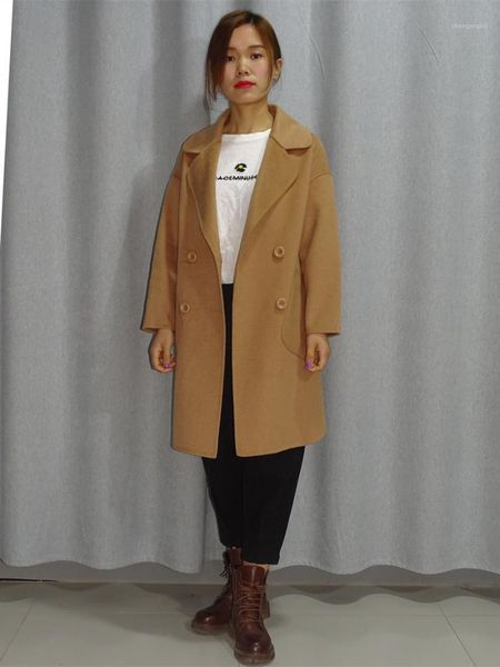 women's wool & blends double faced cashmere overcoat girl 2021 autumn and winter high-end temperament medium long term woolen coat, Black
women's wool & blends double faced cashmere overcoat girl 2021 autumn and winter high-end temperament medium long term woolen coat, Black