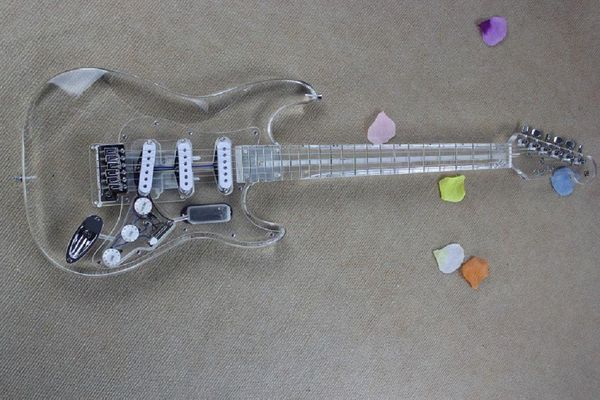 2014 new acrylic plexiglass transparent colors st electric guitar models four-color flashing lights
2014 new acrylic plexiglass transparent colors st electric guitar models four-color flashing lights